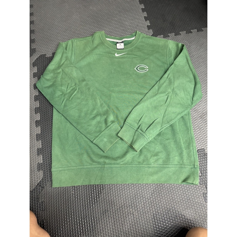 Nike Men's Green Crew Neck Sweatshirt center swoosh Pullover Embroidered